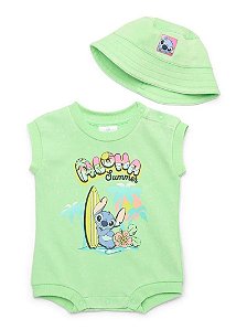ROMPER DISNEY ALOHA SUMMER STITCH COM CHAPÉU