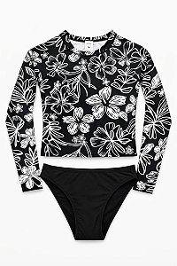 BIQUINI INFANTIL MENINA WONDER NATION PRETO FLORES