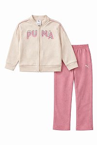 CONJUNTO 2 PÇS MENINA PUMA JAQUETA BEGE CALÇA ROSA