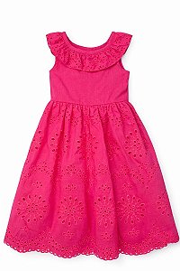 VESTIDO MENINA BLUEBERI PINK RENDA