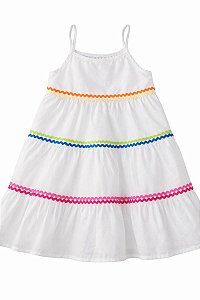 VESTIDO MENINA WONDER NATION BRANCO RENDAS COLORIDAS