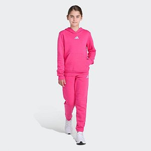 CONJUNTO MENINA ADIDAS 2 PÇS PINK MOLETOM FORRADO FLEECE