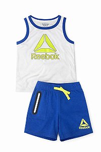 CONJ MENINO REEBOK REGATA BRANCA E BERMUDA AZUL
