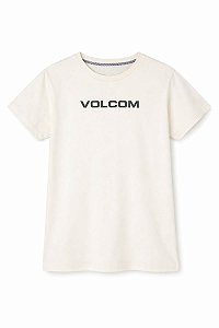 CAMISETA VOLCOM BEGE LOGO PRETA