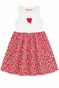 VESTIDO INFANTIL FABULA VERMELHO CORAÇÃO