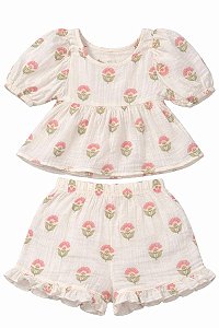 CONJUNTO 2 PÇS MENINA MODERN MOMENTS BATA OFF E SHORTS FLORES