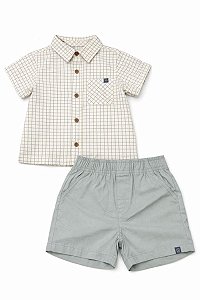 CONJ 2 PÇS MENINO MODERN MOMENTS CAMISA XADREZ VERDE