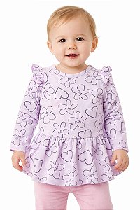 VESTIDO MENINA OKIE DOKIE LILÁS FLORES COM CALCINHA