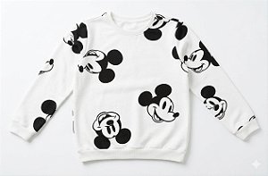 BLUSA MOLETOM MICKEY BRANCA - FORRADA FLEEDE