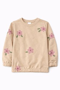 BLUSA MOLETOM MARROM FLOR - NACIONAL