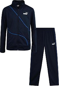 CONJ MENINO 2 PÇS PUMA AZUL MARINHO DRY FIT LOGO BRANCA