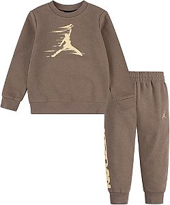 CONJ MENINO 2 PÇS AIR JORDAN MOLETINHO MARROM LOGO