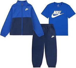 CONJ 3 PÇS MENINO NIKE JAQUETA AZUL C CAMISETA E CALÇA DRY FIT
