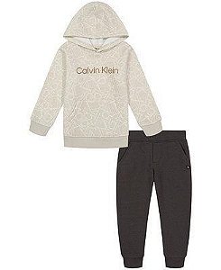 CONJ 2 PÇS MENINO CALVIN KLEIN MOLETOM CINZA E CALÇA CHUMBO