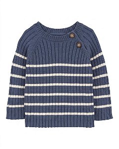 CARDIGAN BABY BGOSH AZUL LISTRAS BOTÃO