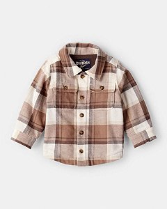 JAQUETA MENINO OSHKOSH XADREZ BEGE FORRADA FLEECE