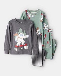 PIJAMA 4 PÇS MENINO CARTERS CHUMBO E VERDE MONSTRINHO