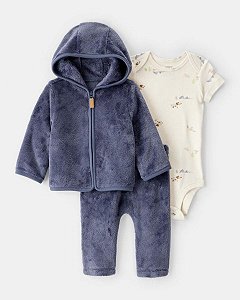CONJ 3 PÇS MENINO CARTERS JAQUETA E CALÇA VELUDO COM BODY