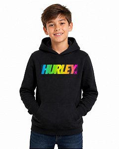 BLUSA MOLETOM HURLEY PRETO LOGO COLORIDA