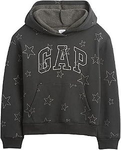 BLUSA MOLETOM MENINA GAP CHUMBO ESTRELAS FORRADA FLEECE