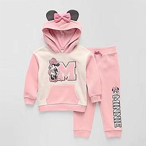 CONJ 2 PÇS MENINA DISNEY MOLETOM E CALÇA MINNIE ROSA