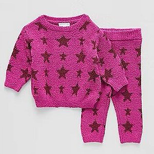 CONJ 2 PÇS MENINA GRAYSON LITTLE BLUSA E CALÇA PINK ESTRELAS