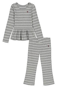 CONJ 2 PÇS MENINA TOMMY HILFIGER CINZA CANELADO
