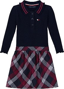 VESTIDO TOMMY HILFIGER AZUL GOLA POLO XADREZ