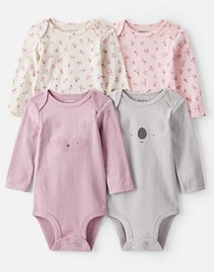 KIT 4 BODYS MENINA CARTERS COALA E RAPOSA