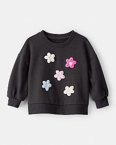 BLUSA MOLETINHO MENINA CARTERS CHUMBO FLOR BORDADA