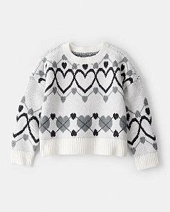 BLUSA LÃ MENINA CARTERS BEGE CORAÇÃO SUPER QUENTE