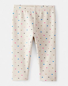 CALÇA LEGGING MENINA CARTERS BEGE CORAÇÃO FORRADA FLEECE
