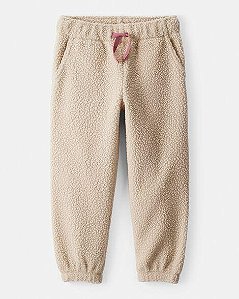 CALÇA MENINA CARTERS SHERPA BEGE CORDÃO ROSA