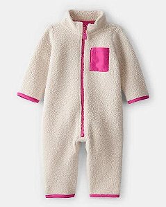 MACACAO MENINA CARTERS BEGE ZIPER PINK SHERPA