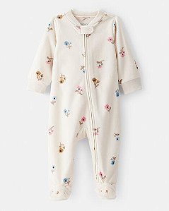 MACACAO MENINA CARTERS BEGE FLORES FLEECE