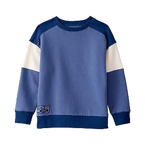 BLUSA MOLETOM MENINO CARTERS AZUL DETALHE BEGE