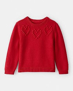 BLUSA MENINA CARTERS CORAÇÃO VERMELHO LÃ