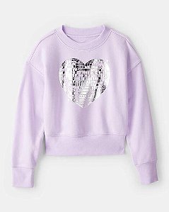 BLUSA MENINA OSHKOSH LILAS CORACAO FORRADA FLEECE