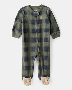 MACACAO FLEECE MENINO CARTERS VERDE XADREZ URSO