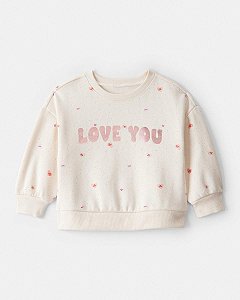 BLUSA MOLETOM MENINA CARTERS LOVE YOU BEGE