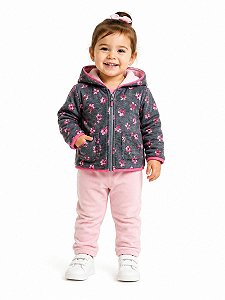 JAQUETA MENINA PENELOPE MACK CHUMBO FLOR FORRADA SHERPA
