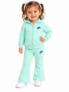 CONJ 2 PÇS MENINA NIKE VERDE VELUDO CALÇA FLARE