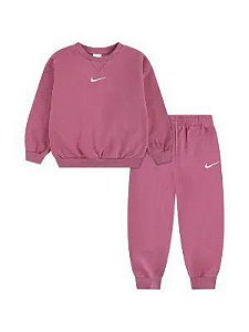 CONJ 2 PÇS MENINA NIKE LILÁS LOGO BRANCA FORRADA FLEECE