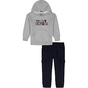 CONJ 2 PÇS MENINO TOMMY HILFIGER MOLETOM CINZA BORDADO