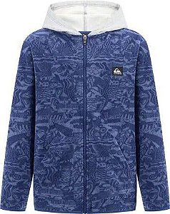 JAQUETA QUIKSILVER AZUL FLEECE COM GORRO