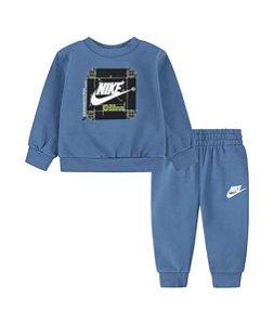 CONJ 2 PÇS MENINO NIKE AZUL LOGO PRETO FORRADO FLEECE