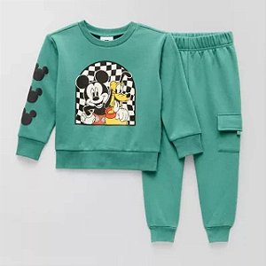 CONJ 2 PÇS MENINO DISNEY MICKEY MOLETOM VERDE