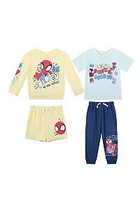 CONJ 4 PÇS MENINO MARVEL SPIDER MOLETOM AMARELO