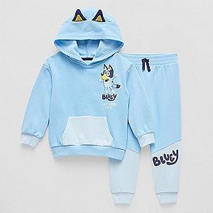 CONJ 2 PÇS MOLETOM BLUEY AZUL COM GORRO E CALÇA