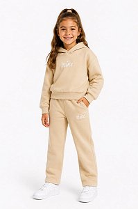 CONJ 2 PÇS MENINA NIKE VELUDO BEGE